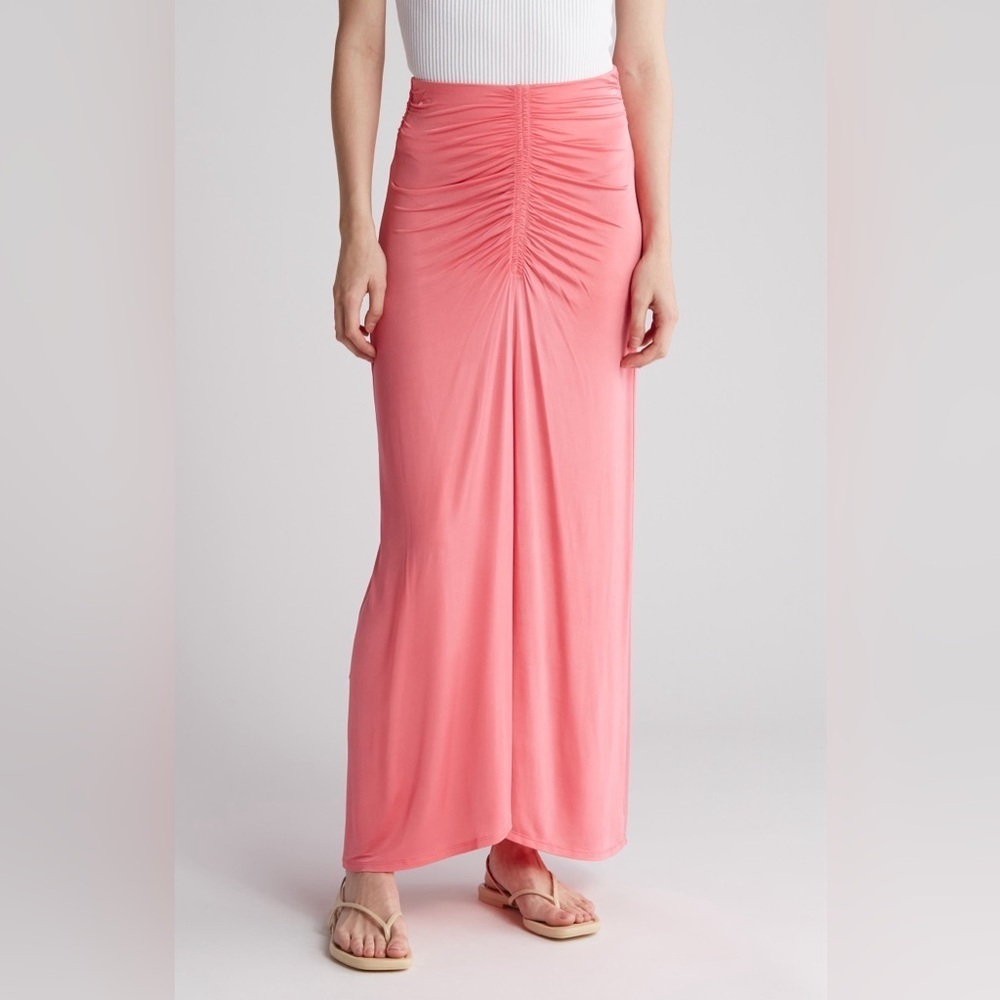 A.L.C. Aureta Ruched Pink Maxi Skirt Acetate Medium NWT